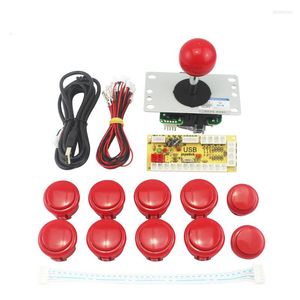 Controladores de jogo zero atraso joystick arcade kit diy usb codificador 10 botões iluminados 14 cabos para mame raspberry pi