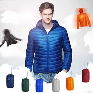 Męskie męskie płaszcz zimowy moda z kapturem białe kurtki kaczki plus rozmiar Ultralight Portable Slim Parkas