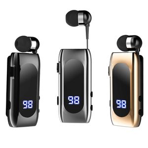 K55 Mini Wireless Bluetooth Headset Lavalier Cabo retrátil v5.2 Smart In-Ear Sport Sports Earphone com exibição digital LED