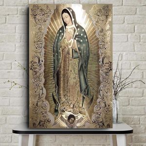 Gemälde „Dame von Guadalupe“, Leinwandgemälde, Druck der Jungfrau, Poster, religiöse Wandkunst, Dekor, Bild für katholische Cuadros