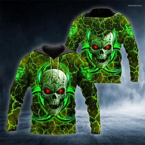 Herrtr￶jor Green Flame Skull Red Eyes Tattoo 3D Full Printed Unisex Hoodie Men Sweatshirt Streetwear Zip Pullover Casual Jacket Tracksuit