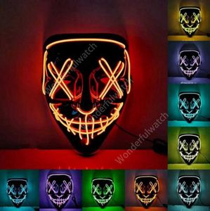 Led Mask Halloween Party Masque Masquerade Masks Neon Light Glow In The Dark Horror Mask Glowing Masker 1200pcs DAW494