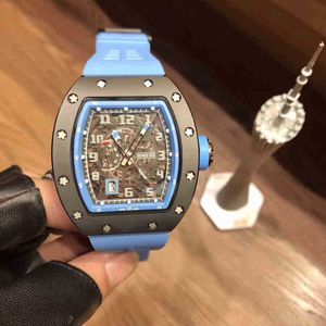 Multifunktion Superclone Watches armbandsur Luxury Richa Milles Designer Ceramic Hollowed Mäns hela automatiska mekaniska klockkalend