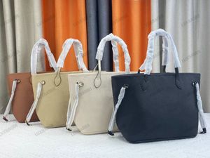 Never Mm Tote Full 2 ​​مجموعات أكياس الكتف Cognac Brown M46135 Women Designer Beach Shopping Bag مع حقيبة مضغوطة Tourterelle Gray Black منقوش