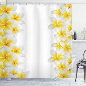 Duschvorh￤nge Hawaiianische Vorhang Frangipani Bl￼ten exotische Natur Garten Pflumeria Blumenrahmen Entspannung Thema Badezimmer Dekor Set Set