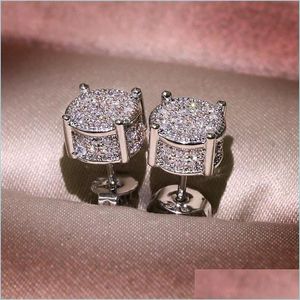 Stud Choucong Hip Hop Stud Colerring Vintage Biżuteria 925 Sterling Sier Sier Yellow Gold Fill Pave White Sapphire CZ Diamond Sparksing Women Ot9by