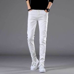 Jeans masculinos Homens de jeans magros da moda casual slim fit jeans calças brancas calças masculinas roupas de marca 2736 220929