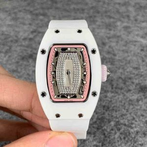 Lyxmekanik klockor Richa Milles armbandsur samma RM07 Guan Xiaotong Watch Ceramic Lip Hollowed Out Automatic Mechanical Movement R407