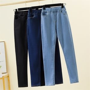 Frauen Jeans Schwarz 6XL elastische taille Frühling Herbst Schlank Stretch Bleistift Alle spiel Casual Weibliche Boyfriend-Denim Hosen 220928