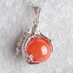 Pendant Necklaces Natural Dragon Claw Pendant Round Red Agate Stones Pendum Necklace For Men Women Jewelry Reiki Amet Gift N Yydhhome Dhxtl