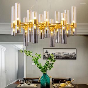 Pendant Lamps Nordic Creative Bamboom G4 Led Chandelier Plate Gray Glass Lampshades Luminaria Lustre Lighting