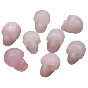 23mm de rosa natural quartzo caveira decoração de cabeça estátua de mão esculpida em pedras precios de pedras preciosas de caveira humana Reiki de cura para casa para casa