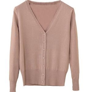 Frauen Strick T-Shirts Frühling Strickjacke Frauen Koreanische V-Ausschnitt gestrickte feminino Damen Langarm lose Knöpfe dünner Mantel ZY3603 220929