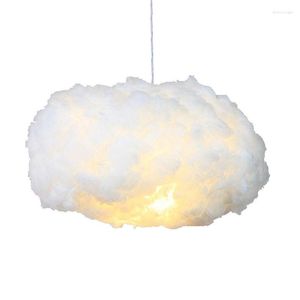 Lampy wiszące E27 LED Biała lampa chmurowa wisząca romantyczna bawełniana oświetlenie oświetlenie mieszkalne sypialnia wewnętrzna żyrandol oświetlenie
