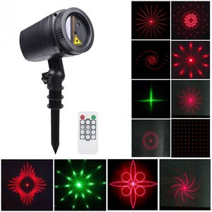 RG Moving Laser Christmas Light Projector 12 Patterns B Light Holiday Outdoor Decorative LED Garden Lawn Lamp Projector Laser Lights With RF Remote