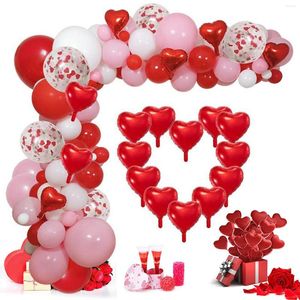 Partydekoration 93pcs Valentinstag Ballon Bogenballons Red Love Heart Folie Pink Rose Valentinstag Dekor