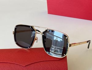 Aviation Designer Solglasögon för kvinnor Herr Unik dubbelbro Metallbåge Gradient Svart Blå fyrkantig lins Mode Damglasögon Carti Santos De Glasögonlåda