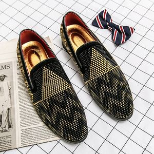 İngiliz Loafers Erkek Ayakkabı Üst düzey El Yapımı Rhinestones PU Trend One Pedal İş Gündelik Düğün Gece Kulübü All Maç AD319