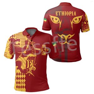 Erkek Polos Afrika İlçesi Etiyopya Kral Yerli Kabile Aslan 3dprint Yaz Polo Gömlek Erkekler/Kadınlar Kısa Kollu T-Shirts Street Giyim A1