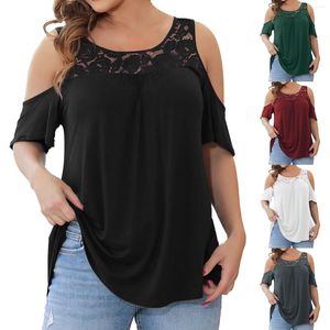 Camicette da donna Camicia elegante rosa per donna Solid Plus Size Top con spalle scoperte T-shirt Allenamento ampio