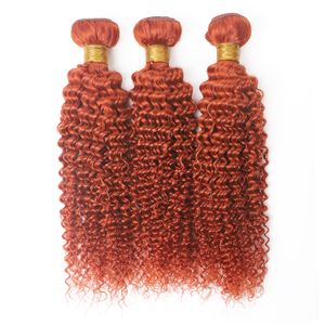Ishow Virgin Hair Webe Extensions 8-28inch für Frauen #350 Orange Ingwer Farbe Remy Human Hair Bündel Kinky Curly