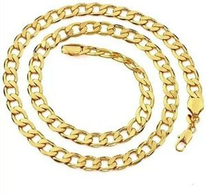 Heavy Mens 24 tums 14K guldpläterade halsband Curb Link Chain kommer