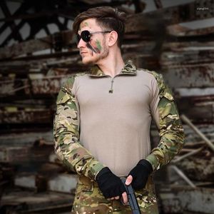 Erkekler Sıradan Gömlek Taktik Gömlek Erkekler Askeri Tekdüzen Eğitim Kamuflaj Top Hızlı Kuru Açık Orman Tarlası Silah Paintball Özel Kuvvetler
