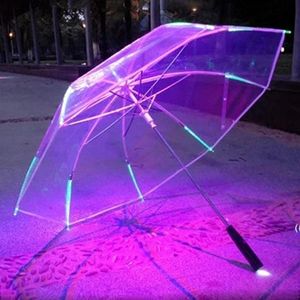 LED透明な傘雨傘ストレート懐中電灯広告キッズギフト透明なLEDライト傘GCB15889