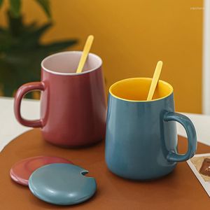 Mugs Creative Super Cute Mug Ceramic Cup Trend Korean Female Student Colored Glaze Coffee Couple Cups