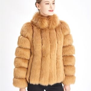 Womens Fur Faux ZADORIN Fashion Winter Jacket Coat Luxury Thick Warm Stand Collar Striped Jackets for Coats 220929