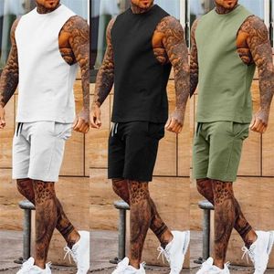 Herrspårar män sommar 2 bit stranduppsättning lapptäcke korta ärm skjortor shorts set casual tracksuit tshirt anime sommar sportswears set g220927