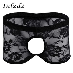 Articoli di bellezza Lingerie da uomo Sissy Mutandine a culo aperto con foro per il pene Pizzo trasparente Vedere attraverso biancheria intima esotica per slip sexy da uomo