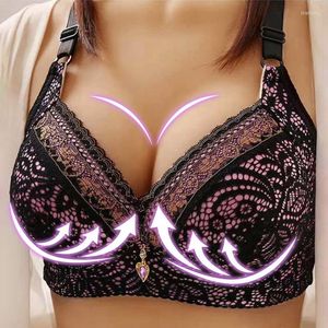 Yoga Outfit Plus Size Lace Bra Women Sexy Bralette Crop Top Underwear Push Up Underwired Female Lingerie Large Brassiere B C Cup