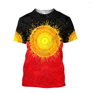 Herren-T-Shirts, Aborigine-Flagge, indigene Sonne, Malerei, Kunst, 3D-gedruckt, für Männer und Frauen, Sommer, lässige T-Shirts