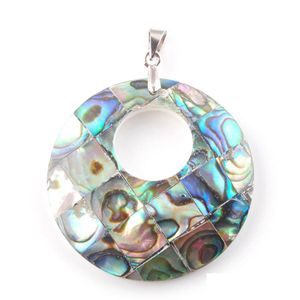 H￤nge halsband naturliga abalone skal p￤rlh￤ngen halsband borrning h￥l rundformad reiki ￤delsten sten p￤rla kvinnor flickor juvelr dhbdx