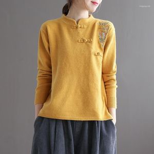 Ubranie etniczne tradycyjne chińskie bluzki 2022 jesienne zimowe szachy cheongsam sweter kobiety proste damskie topy
