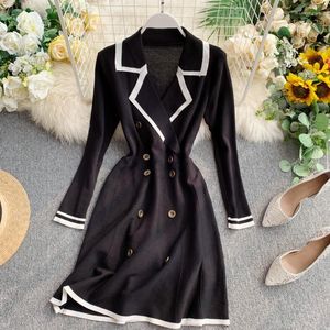 Casual Dresses Good Quality Vintage Knitted Sweater Women Dress 2022 Ladies Elegant Office Autumn Long Sleeve Party Vesgidos P284