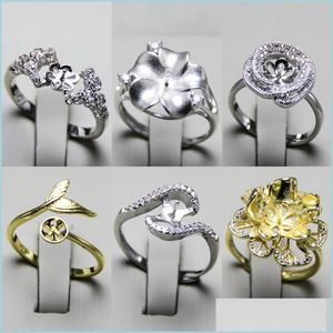 Smyckesinställningar Pearl Ring -inställningar 925 Sier 6 Styles DIY för kvinnor Justerbar storlek Jycken Presentuttalande Drop Delivery 2021 Yydhom Dh632