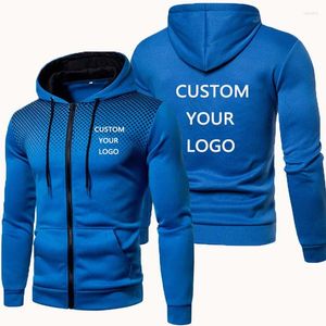 Herrjackor anpassade logotyp män hoodies jacka vår hösten långärmad smal passande avslappnad sport blixtlås utomhus huva tröja