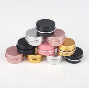 Vuoto Mini 5g Barattoli di alluminio Metallo Oro rosa Nero Argento Campione Balsamo per labbra Crema Maschera Contenitore di latta Contenitore per trucco 5352 pezzi DAW488