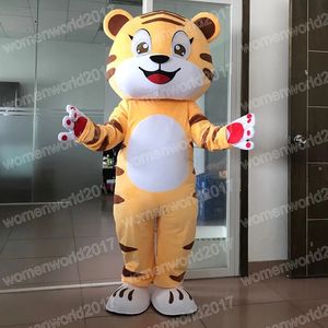 Halloween carino mascotte tigre costume simulazione di simulazione del cartone animato outfit per adulti abbigliamento natalizio di carnivale abito per uomini donne