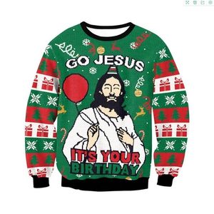 Men's Sweaters Ugly Christmas Green Jumpers 3D Funny Printed Holiday Party Xmas Sweatshirt for Birthday 220930