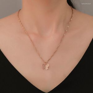 Pendant Necklaces Charming Female Little Butterfly Necklace Elegant Women's Rose Gold Sweater Chain Fashion Simple Girl Jewelry Gifts