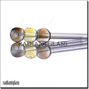 Курящая стеклянная масляная труба Карамель 15 см прозрачные кончики ногтей с большими трубками