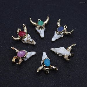 ペンダントネックレス自然ブルヘッドアミュレットアクリルストーンボーンネックレスアニマルジュエリーを作るためのdiy earrings手作りアクセサリー