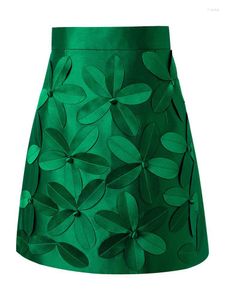 تنورات شارع High Street Fashion Runway Designer Skirt Women's Weist Patchworkes Floral Mini