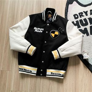 Mäntel 2023fw Jacke Männer Frauen Stickerei Leder Ärmel Baseball