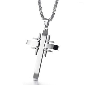 Anh￤nger Halsketten Stilvolle Edelstahl -Linkkette Jesus Crocifix M￤nner Mode Schmuck Gold Silber Farbe Vater Geschenk