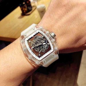 Luxury Mens Mechanics Watches Richa Milles Wristwatch Fashion RM055 Automatisk mekanisk R Watch Wine Barrel Hollow RM53-01 Tape Mens Watch BGLX