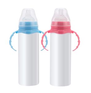 8oz Kinder DIY Sublimation Bumbler Edelstahl Babymilchflasche mit weißer Box nahtloser Wasserflasche für Babypartygeschenke p0930